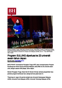 Program SULUNG Diperluas Ke 20 Universiti Awam Tahun Depan - UMPSA-IR